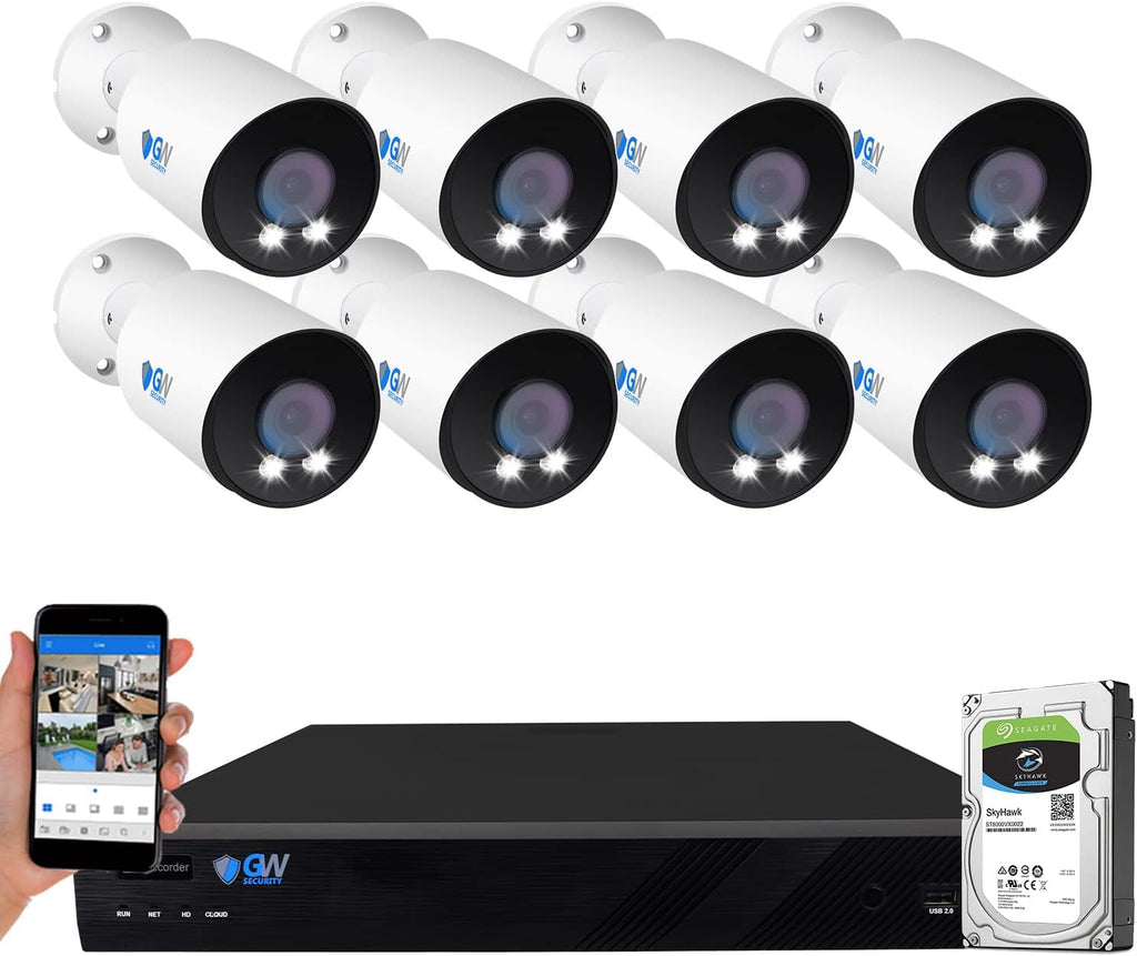 16 Channel 4K PoE Security Camera System with 8 Cameras L490