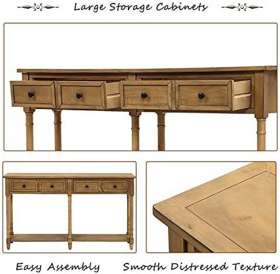 Solid Wood Console Table with 2 Drawers Y682012