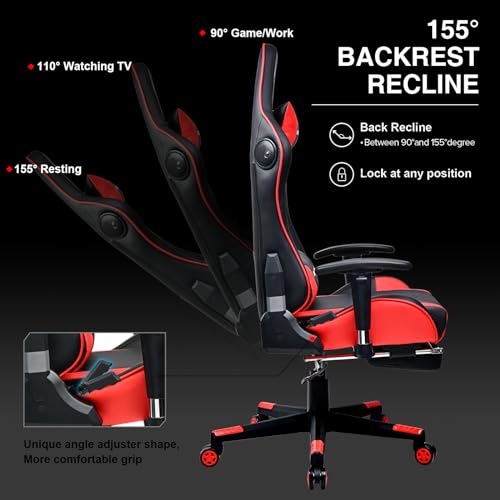Gaming Chair with Footrest Speakers Bluetooth Ergonomic C636