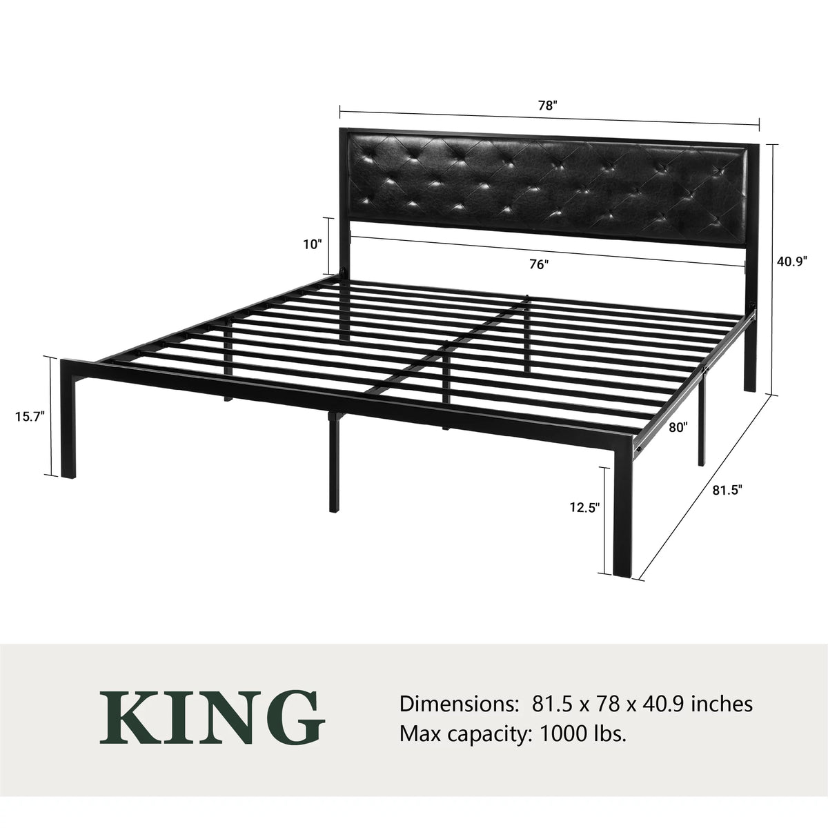 Twin Size Metal Bed Frame with Upholstered Headboard E187