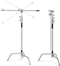 100% Stainless Steel Heavy Duty C Stand with Boom Arm, 2 Grip Head F24093