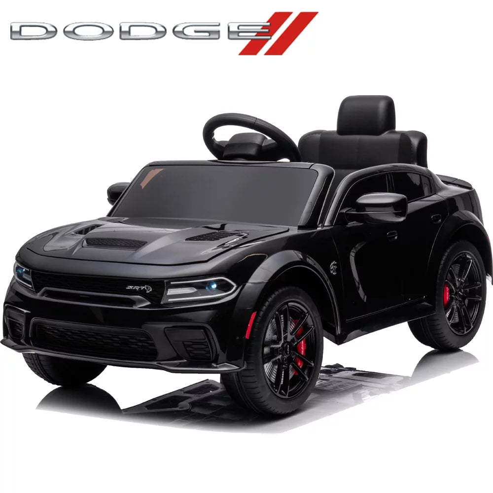 12V Black Dodge Charger Ride On Car with Remote Control J5100