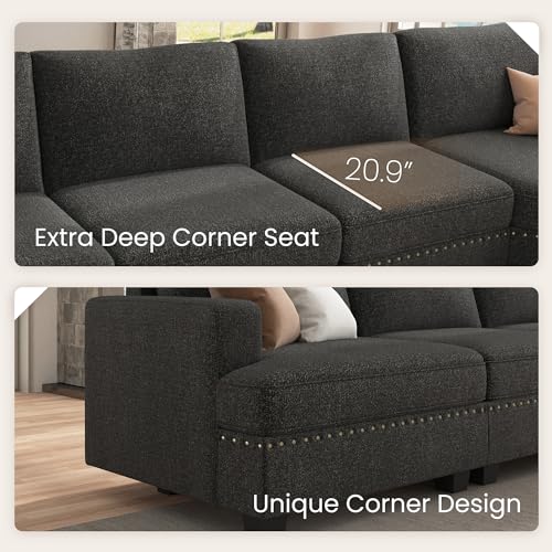 Oversized Modular Sectional Sofa, 135.6 inch, Dark Grey M786