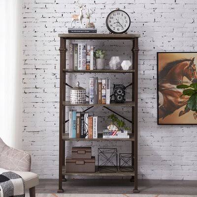 5-Tier Industrial Bookshelf with Metal Frame N719745