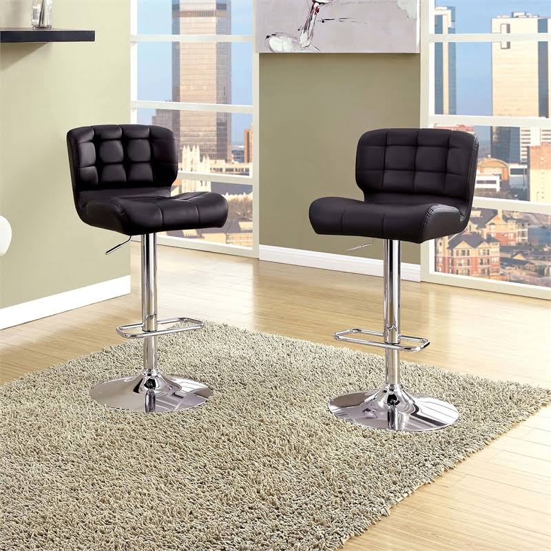 Black Faux Leather Adjustable Bar Stool D29415