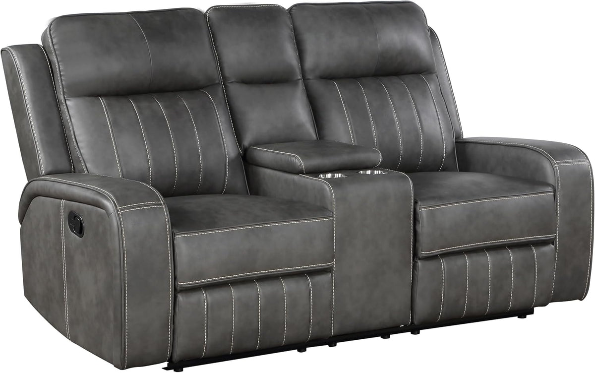 3-Piece Upholstered Motion Reclining Sofa Set Grey S840