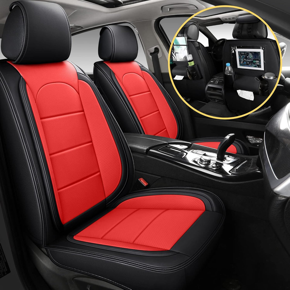 Grey Leather Full Set Car Seat Covers J672