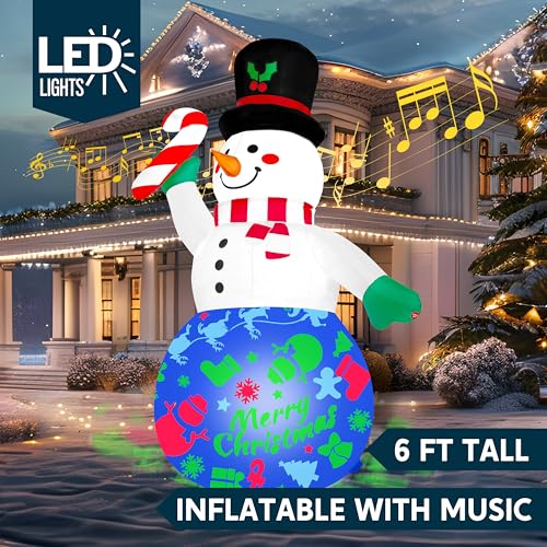 6 FT Tall Christmas Inflatables Snowman with Built-in LEDs R737