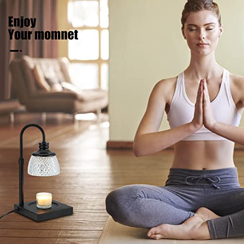 Black Electric Candle Warmer Lamp with 2 Bulbs Height Adjustable Dimmer B513322
