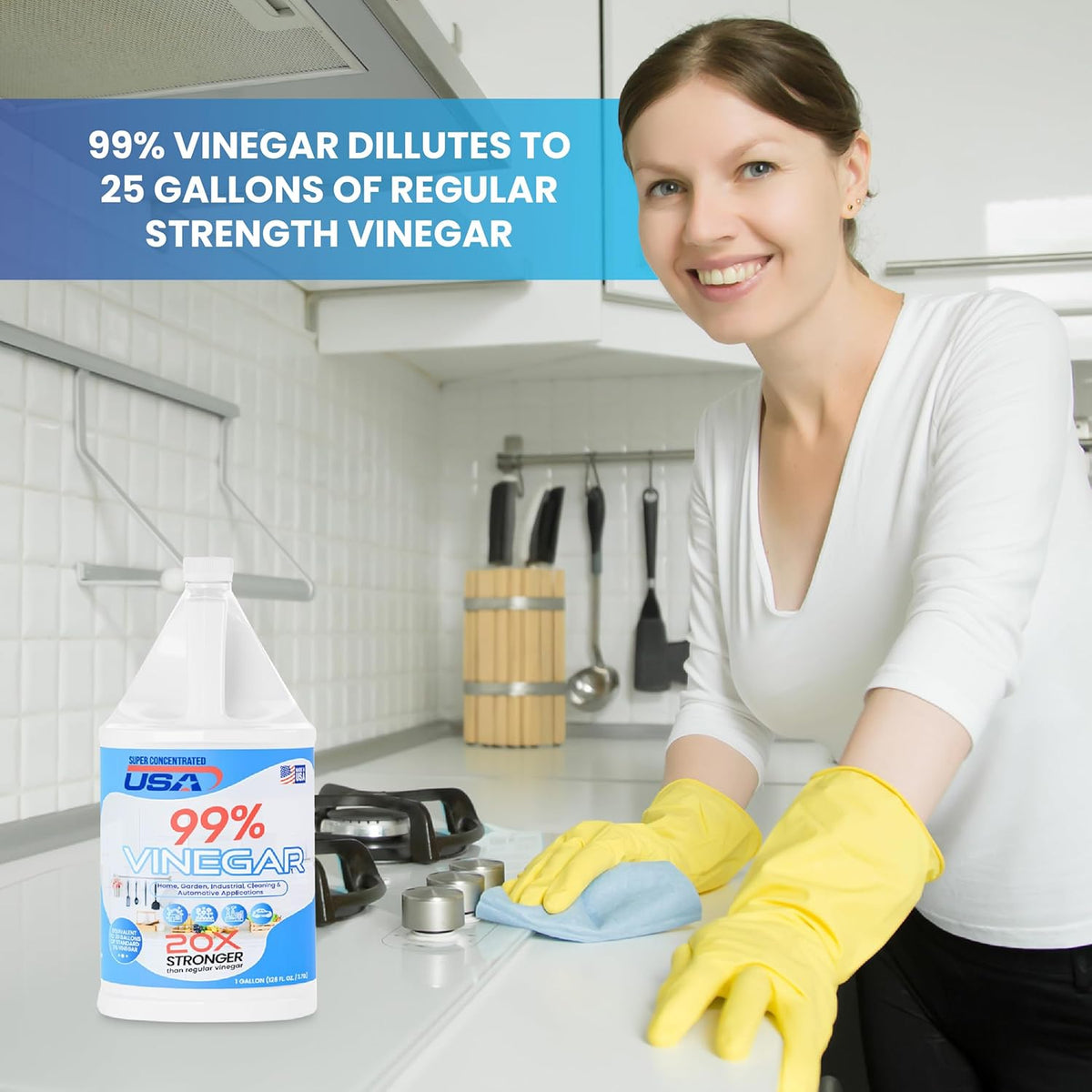 99% Pure Vinegar - 1 Gallon Concentrated Cleaner H81484