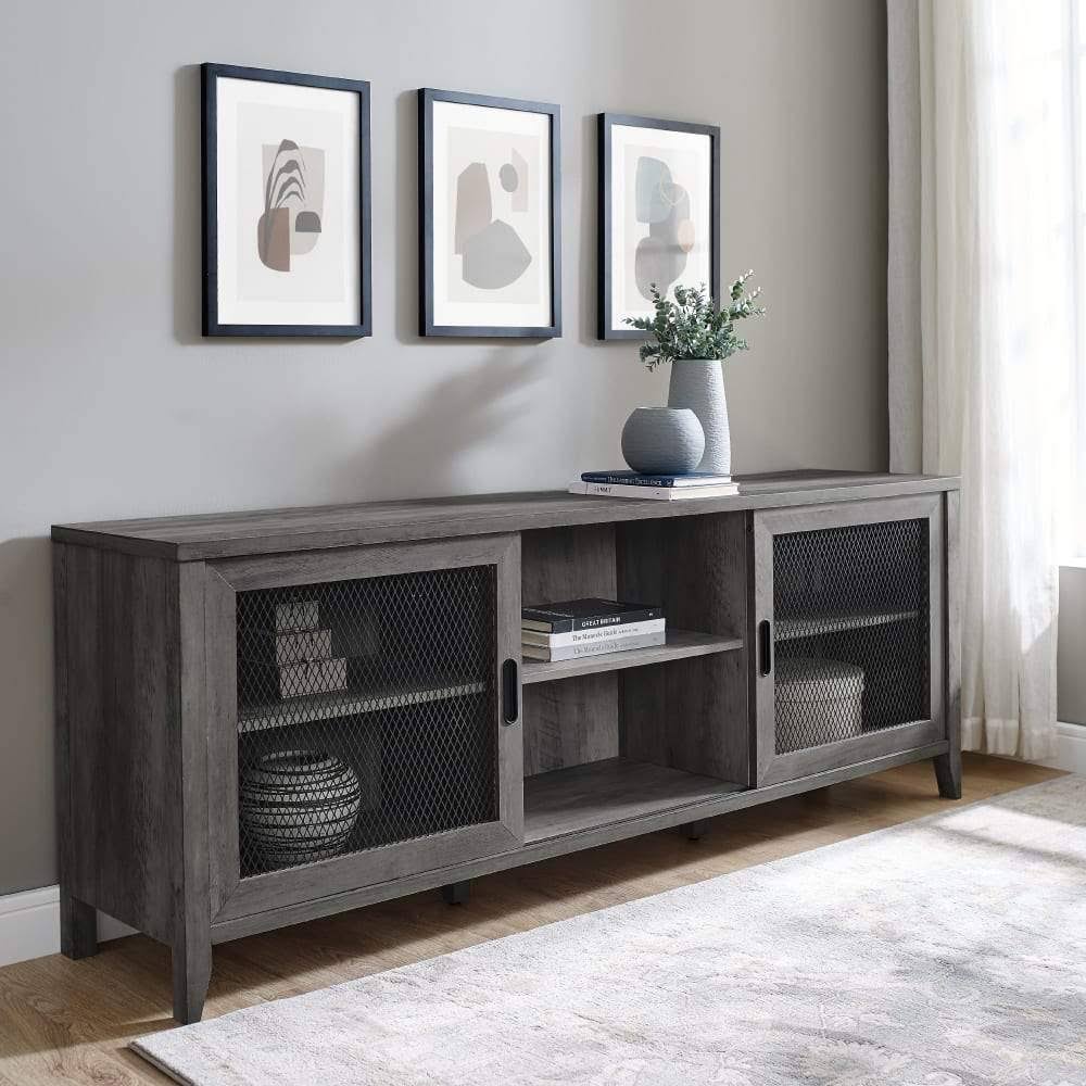 Industrial Sliding Mesh Door TV Console X688