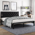 Twin Size Metal Bed Frame with Upholstered Headboard E187