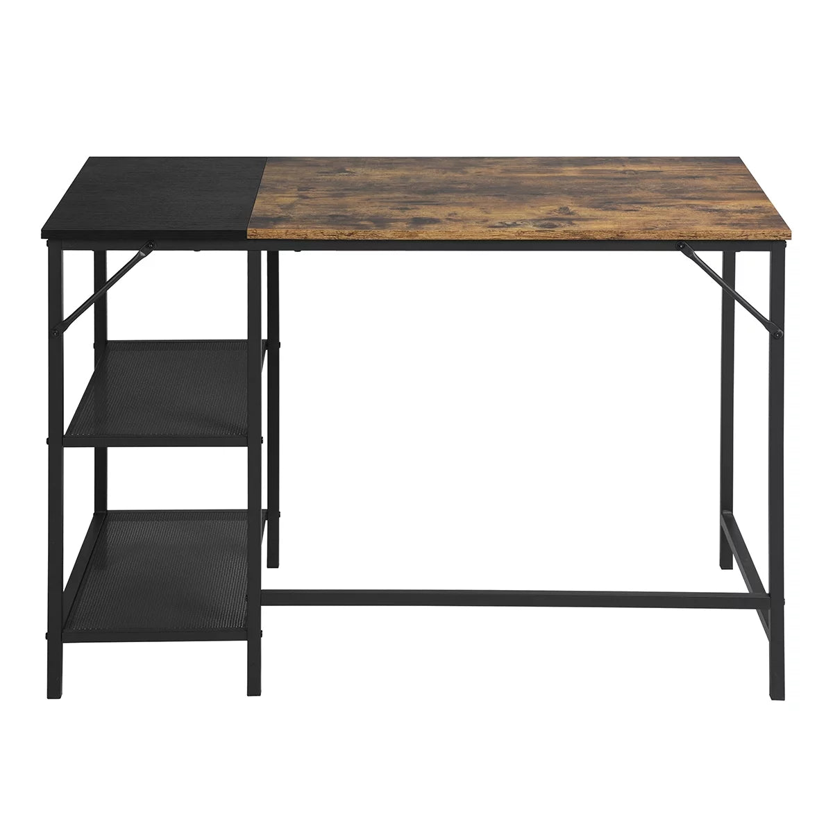 Black Study Desk with 2 Storage Shelves Metal Frame B649254