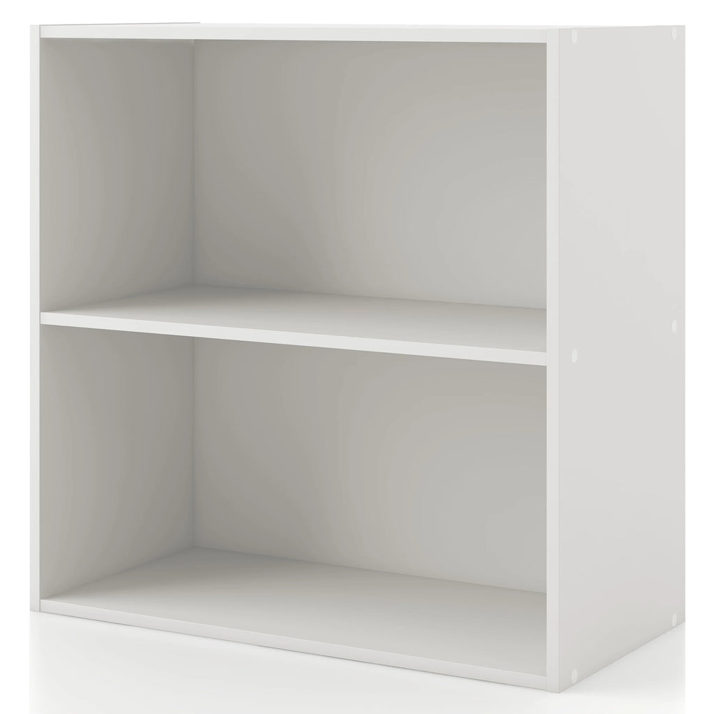 White 2-Tier Wood Bookcase T6942