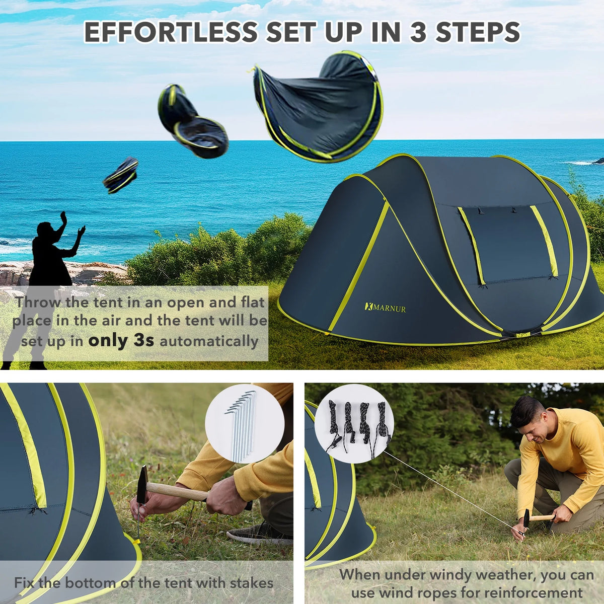 4-Person Waterproof Pop Up Camp Tent K3898