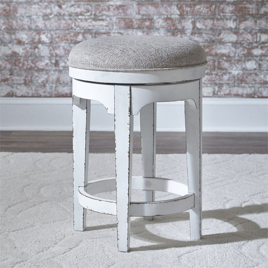Antique White Console Swivel Stool Set W8945