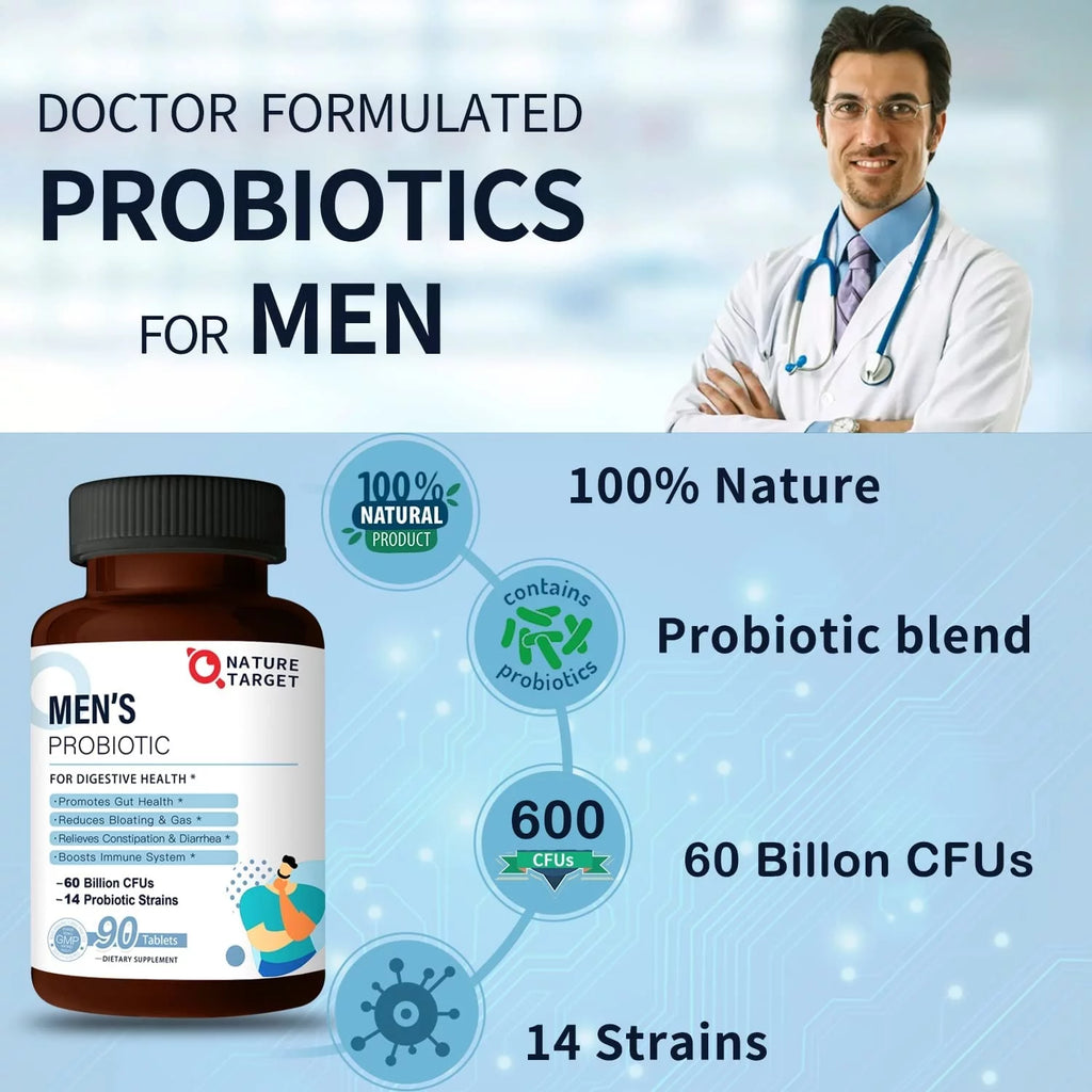 Probiotics for Men 60 Billion CFUs 14 Strains 90 Tablets Y816