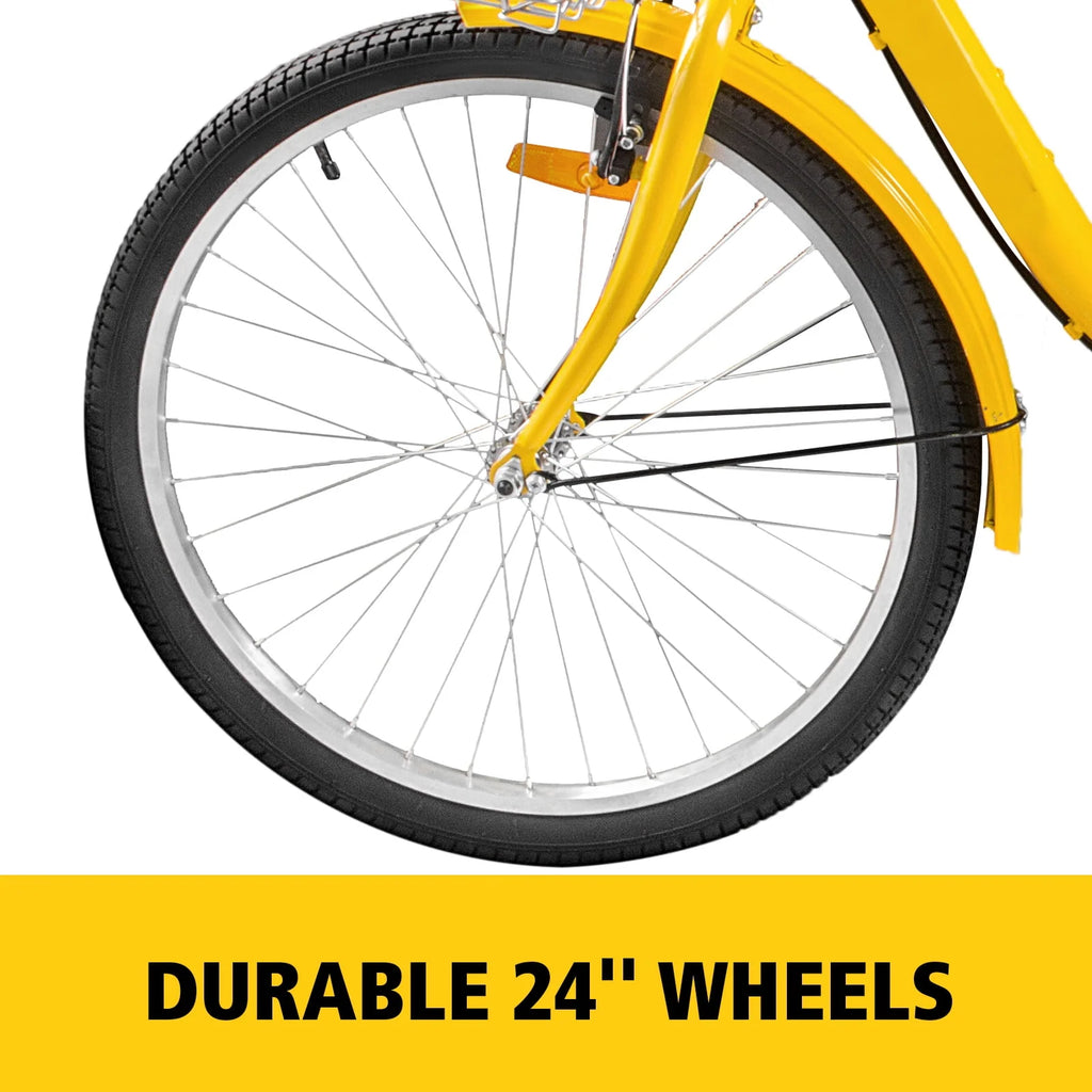 24 Adult Tricycle 7-Speed Three Wheel Bike with Basket D943238