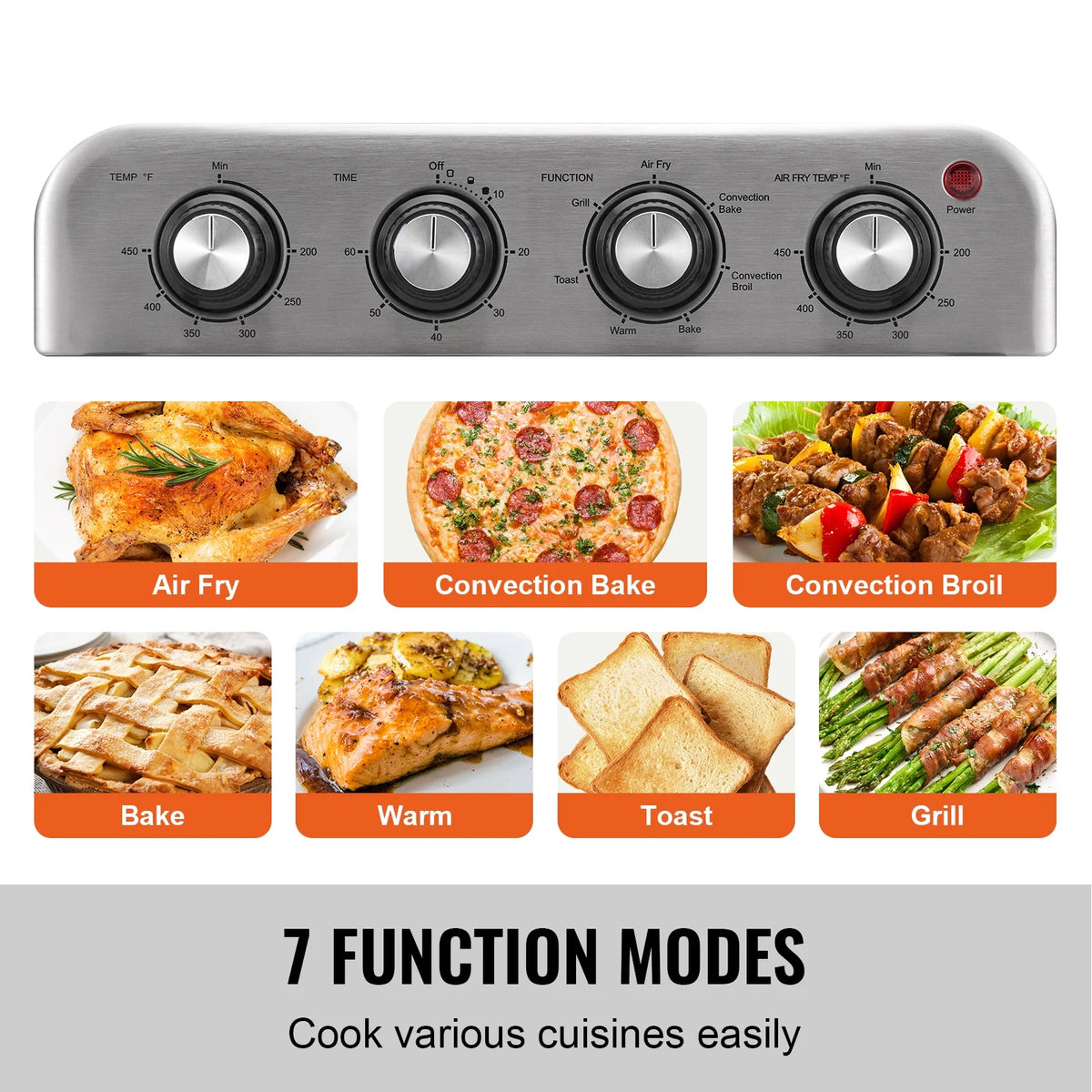 7-IN-1 Air Fryer Toaster Oven 18L Stainless Steel 1700W I950
