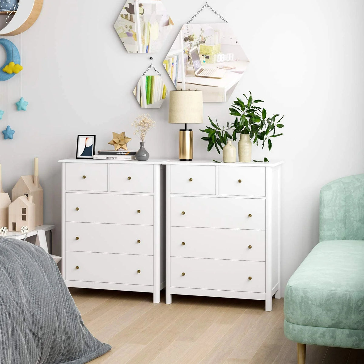 White 5 Drawer Kids Dresser G637447