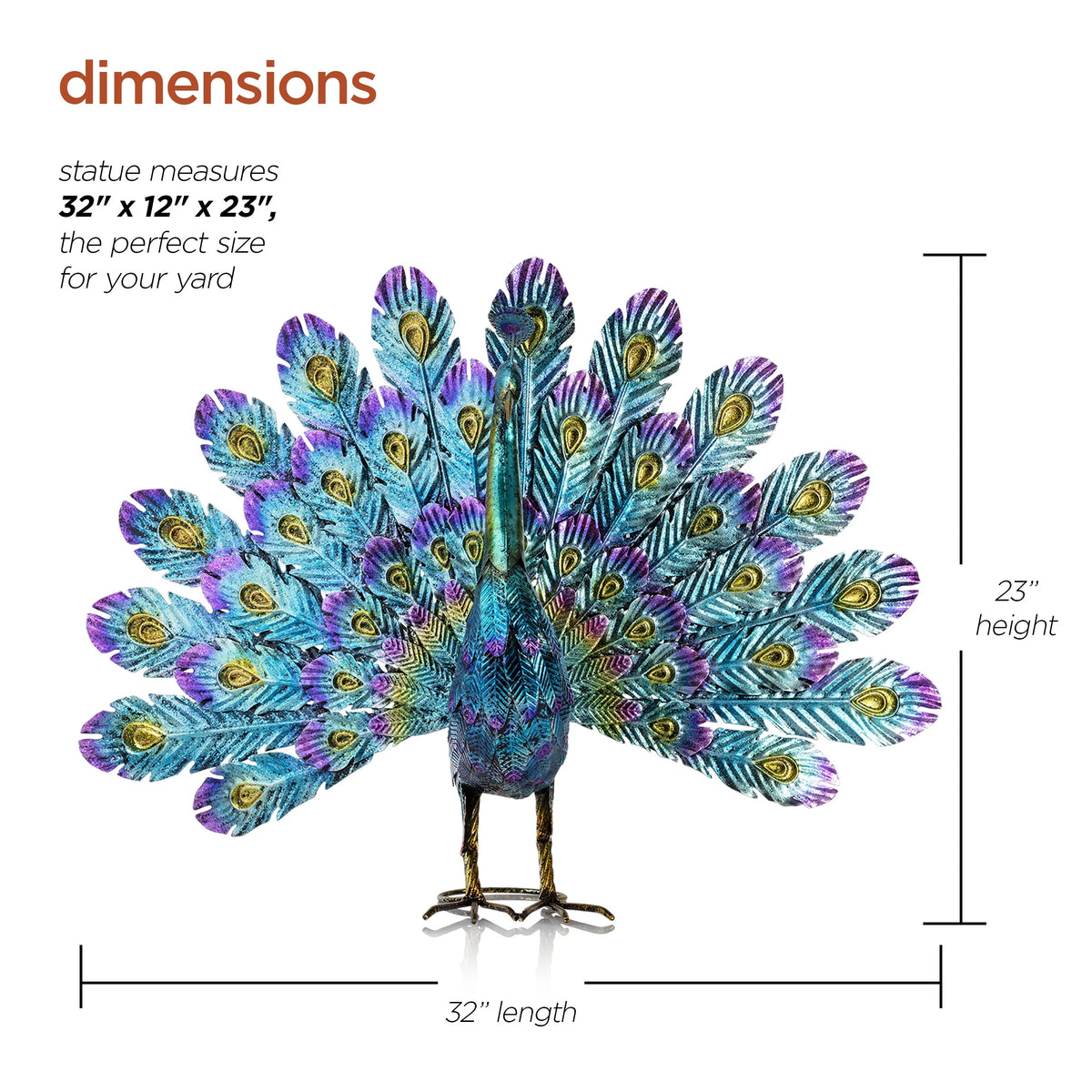22" Peacock Garden Statue D764
