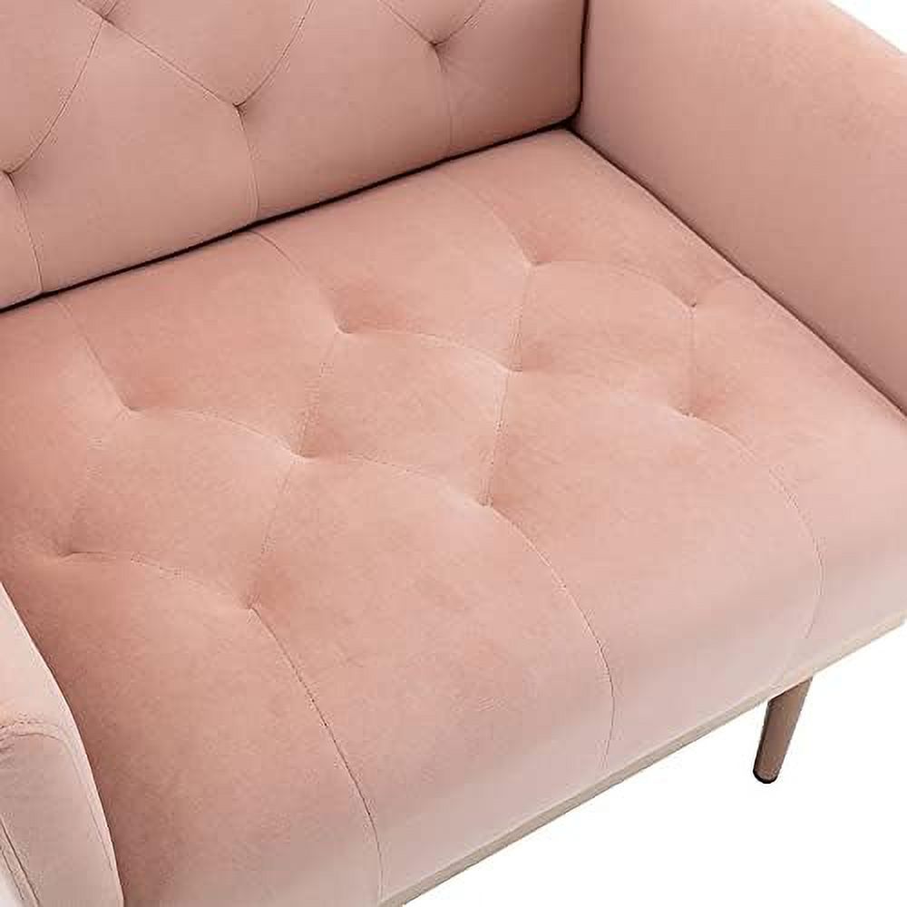 Pink Velvet Single Sofa Arm Chair with Metal Legs Y42044