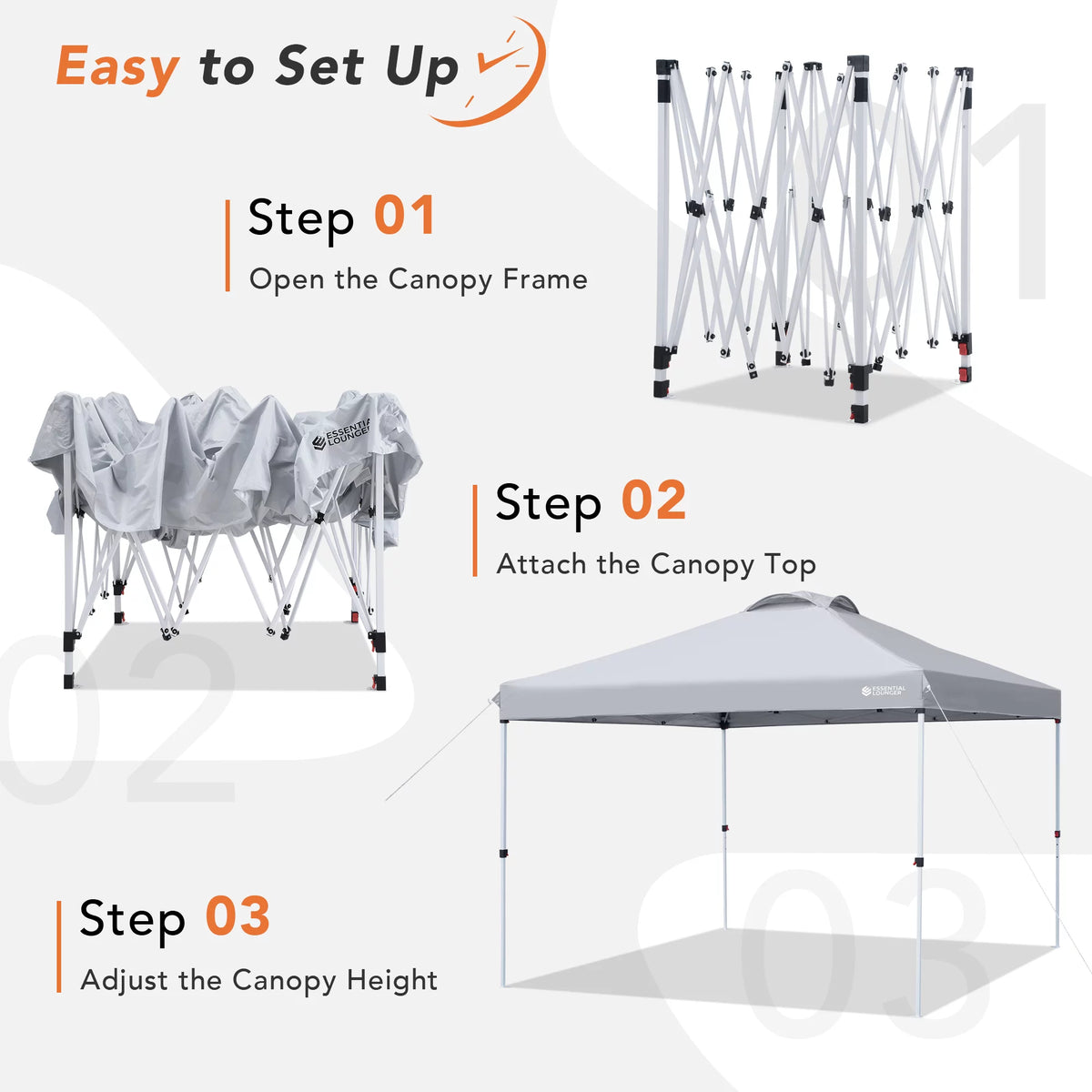 Grey 10x10ft Pop Up Outdoor Canopy Tent with Wheeled Carrying Bag X380