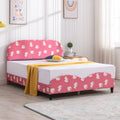 Pink Kids Twin Bed Frame with Upholstered Headboard and Footboard V21059