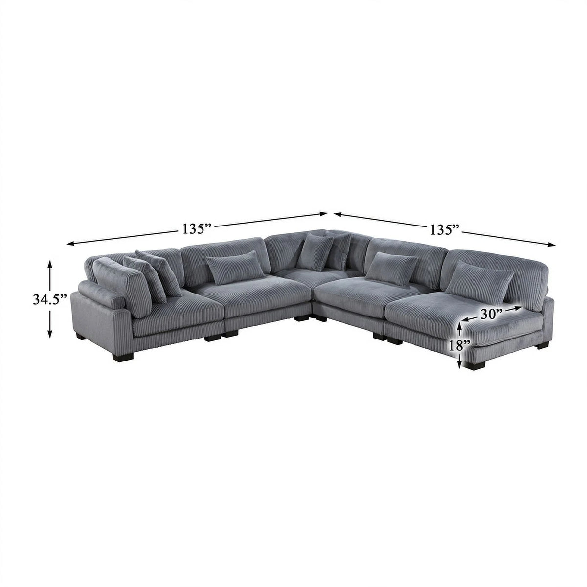 Gray Corduroy Modular Sectional B73952