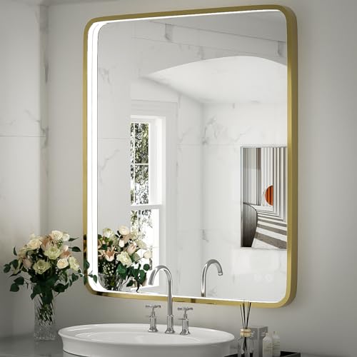 Black Metal Frame LED Bathroom Mirror X969559