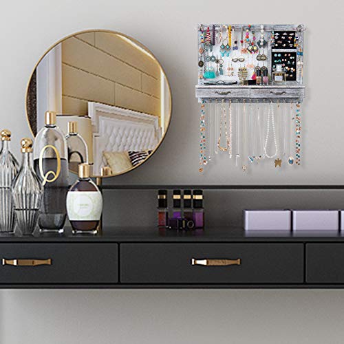Jewelry Wall Organizer Wall Mounted with Drawers (brown) D78173