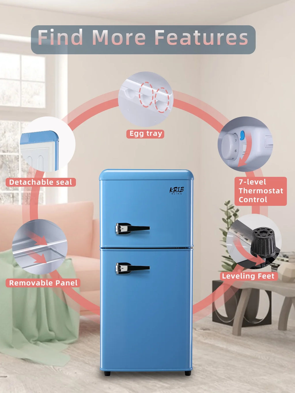 Blue 3.5 Cu.ft Mini Fridge with Freezer G198525