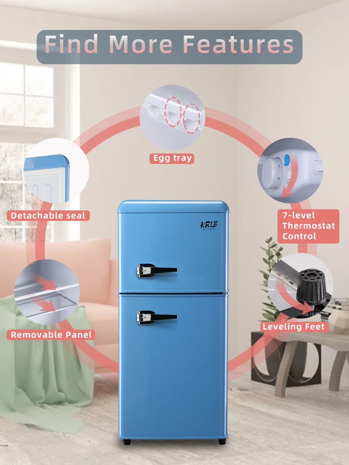 Blue 3.5 Cu.ft Mini Fridge with Freezer G198525
