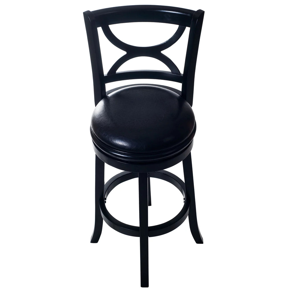 Black Faux Leather Swivel Wood Bar Stool J221