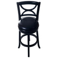 Black Faux Leather Swivel Wood Bar Stool J221