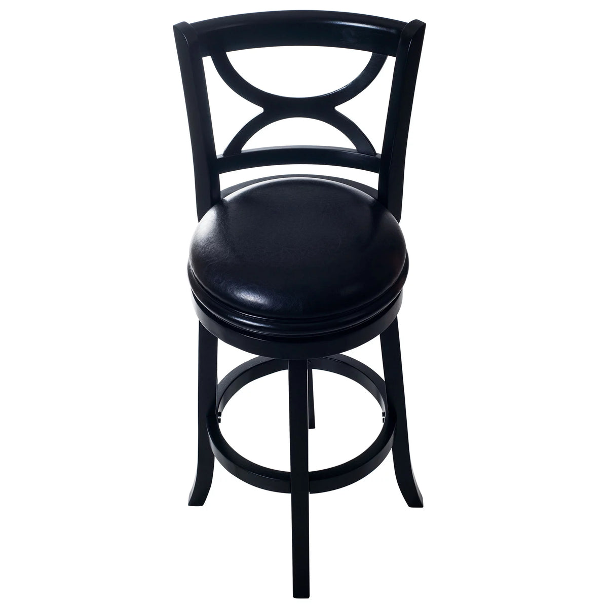 Black Faux Leather Swivel Wood Bar Stool J221
