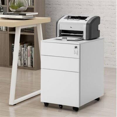 Three Drawer Mobile Metal Lockable File Cabinet Under Desk W399