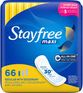 Stayfree Maxi Pads Regular Deodorant, 66 Count - Pack of 3 E401