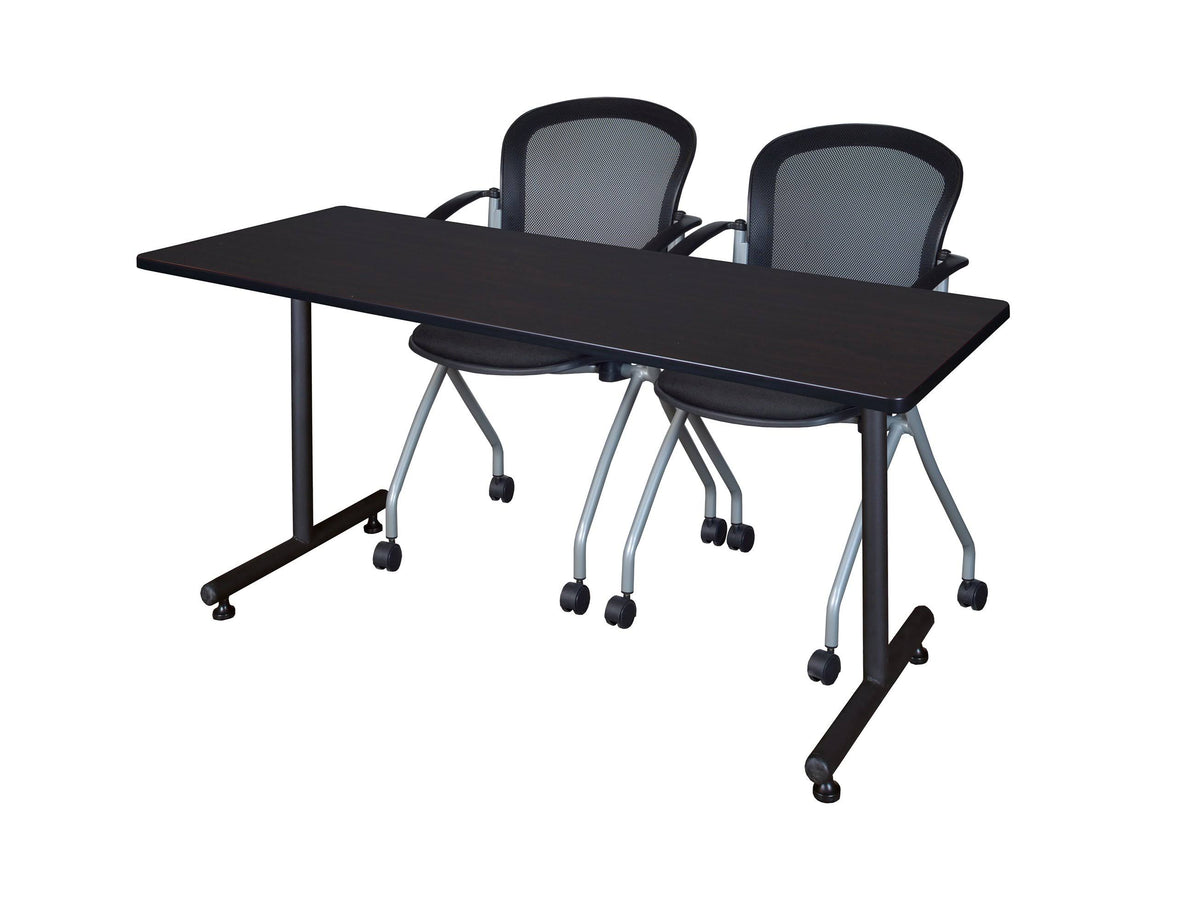Mocha Walnut Training Table and 2 Nesting Chairs Z36324