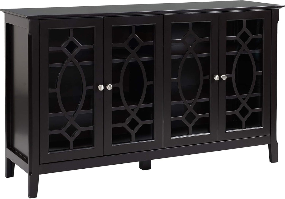 Wood Sideboard Buffet Cabinet with 4 Glass Doors M5757