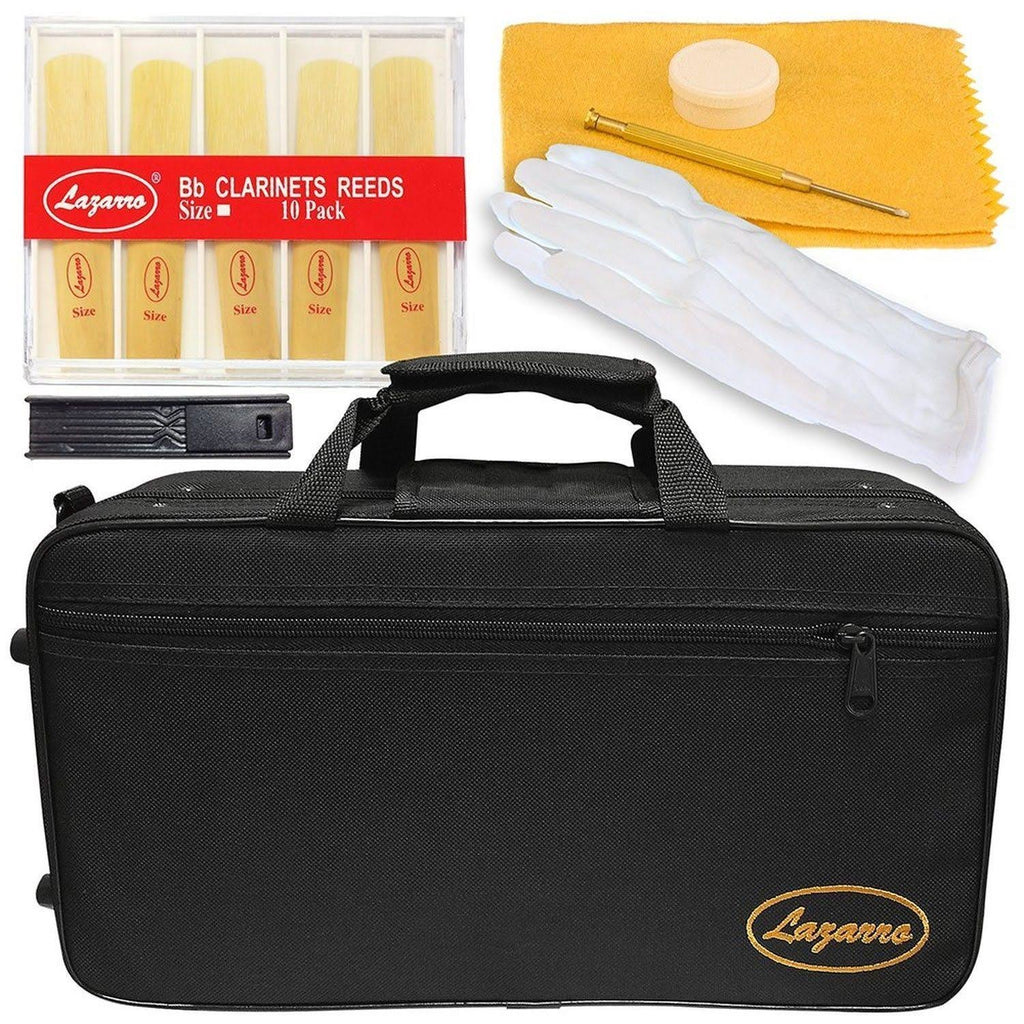 Black Ebonite Silver Keys Bb Clarinet with 11 Reeds Case Care Kit I553814