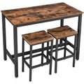 3 Piece Wooden Top Bar Table Set with Tubular Metal Legs U299