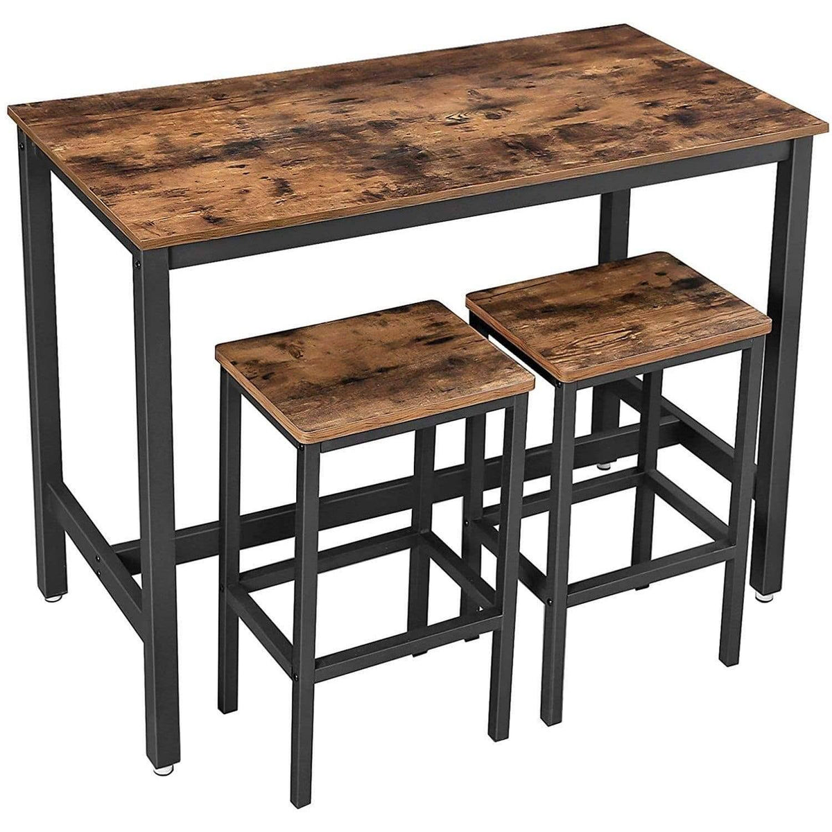 3 Piece Wooden Top Bar Table Set with Tubular Metal Legs U299