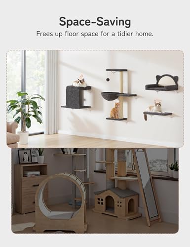 Cat Wall Shelves 4-in-1 Climbing Wall Furniture Set with Scratching Posts, Cat Bed & Sofa, Gray Z1048