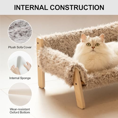 Cat Couch Bed with Removable Mattress Cover (Plush Beige) A60550
