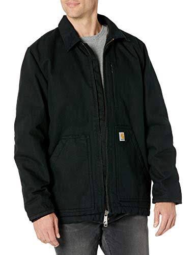 Loose Fit Washed Duck Sherpa-Lined Coat Navy K5148
