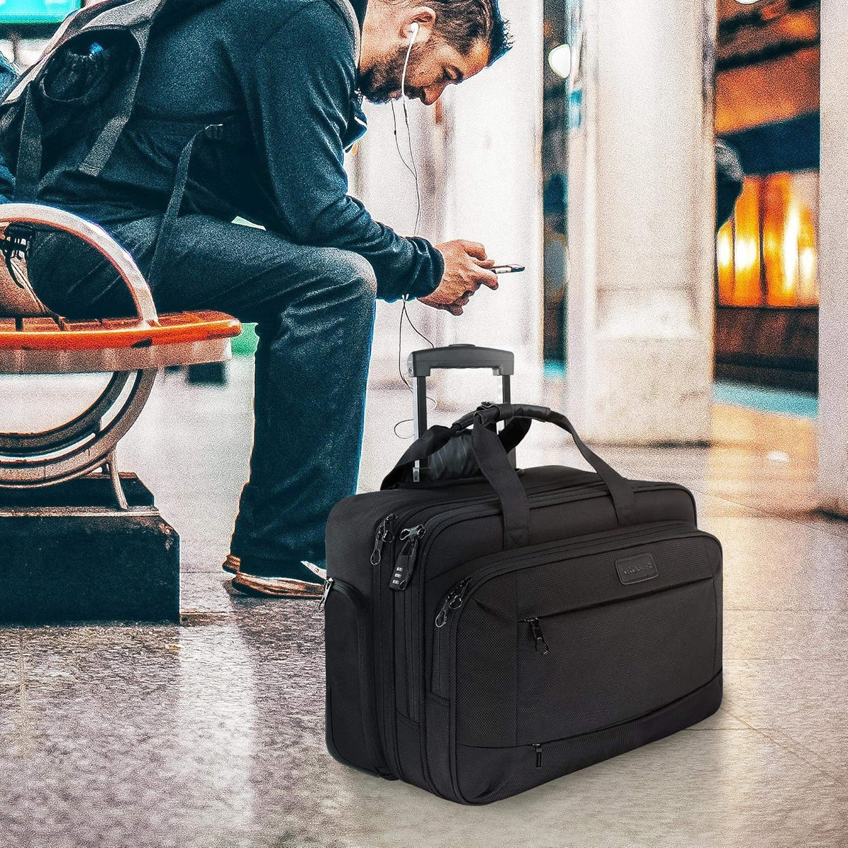 Rolling Laptop Bag Wheeled Briefcase for 17.3 Inch Laptop G401