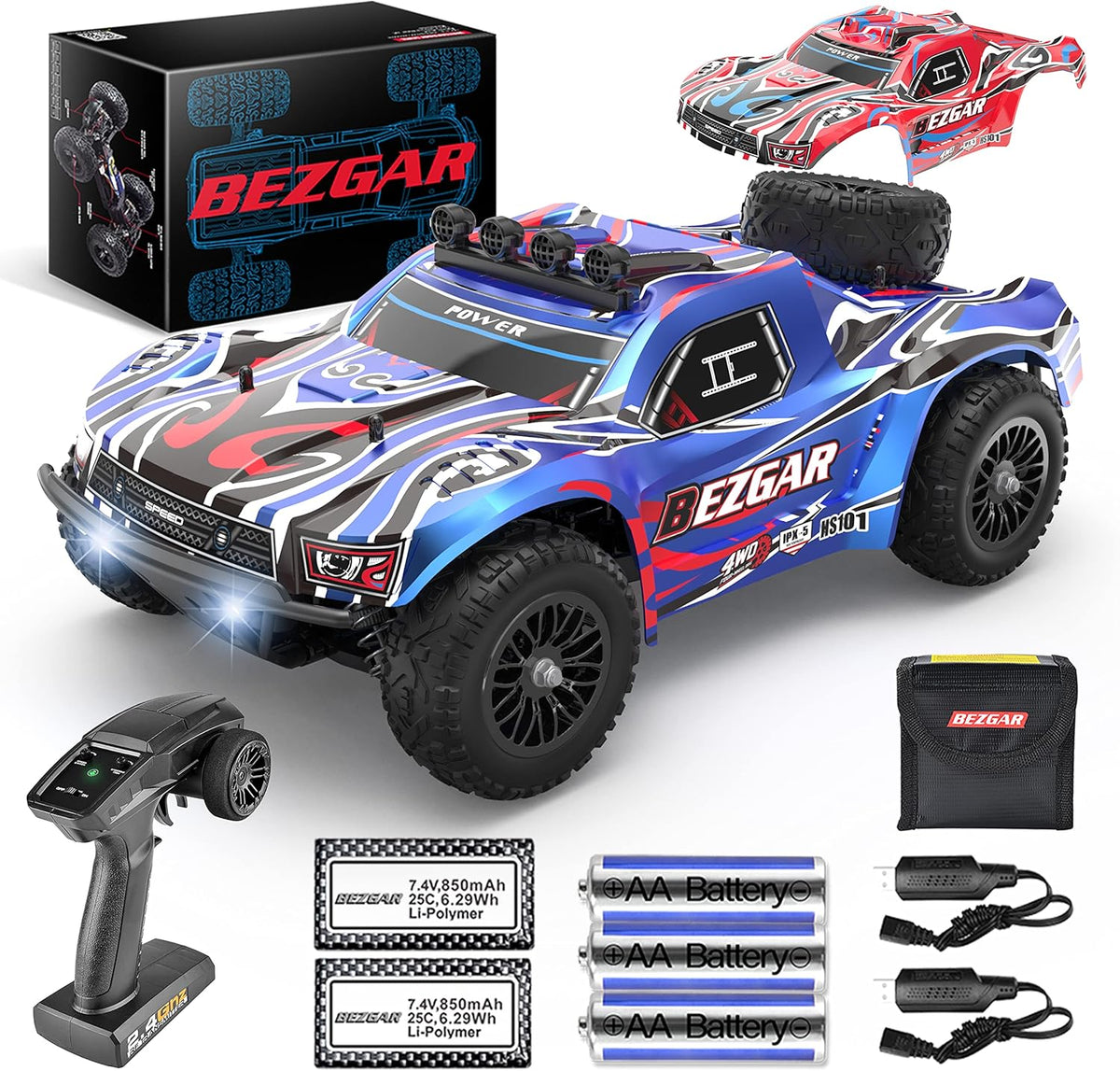 Remote Control Truck 4WD Electric Toy Off Road RC Monster Vehicle Car Crawler with 2 Rechargeable Batteries M568