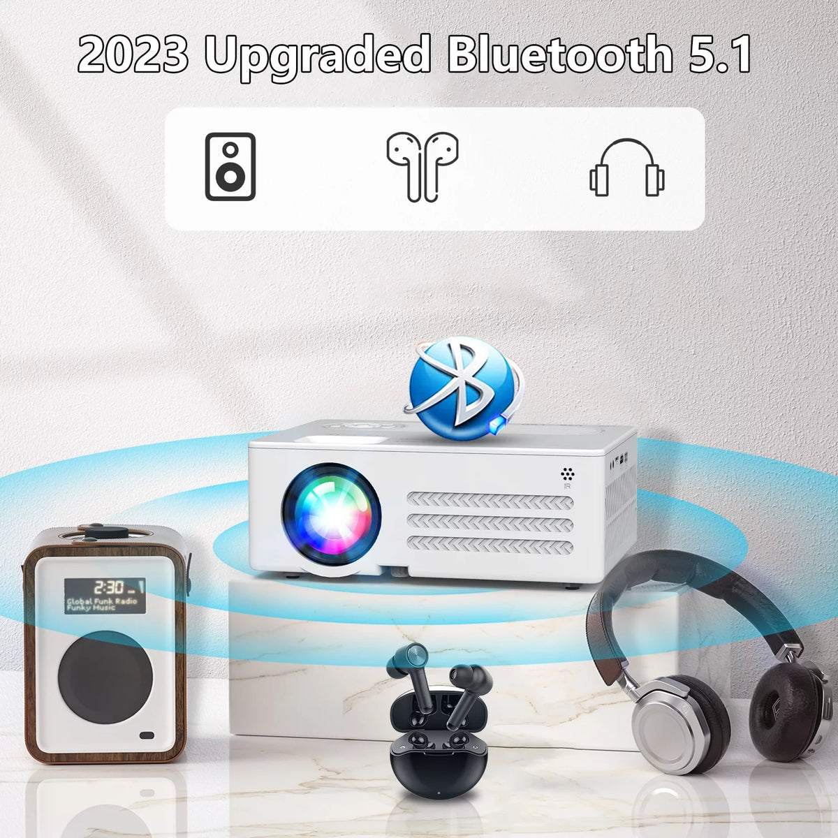 4K 1080P Wifi Bluetooth Projector with 100 Screen U326203