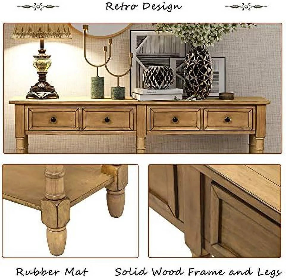Solid Wood Console Table with 2 Drawers Y682012